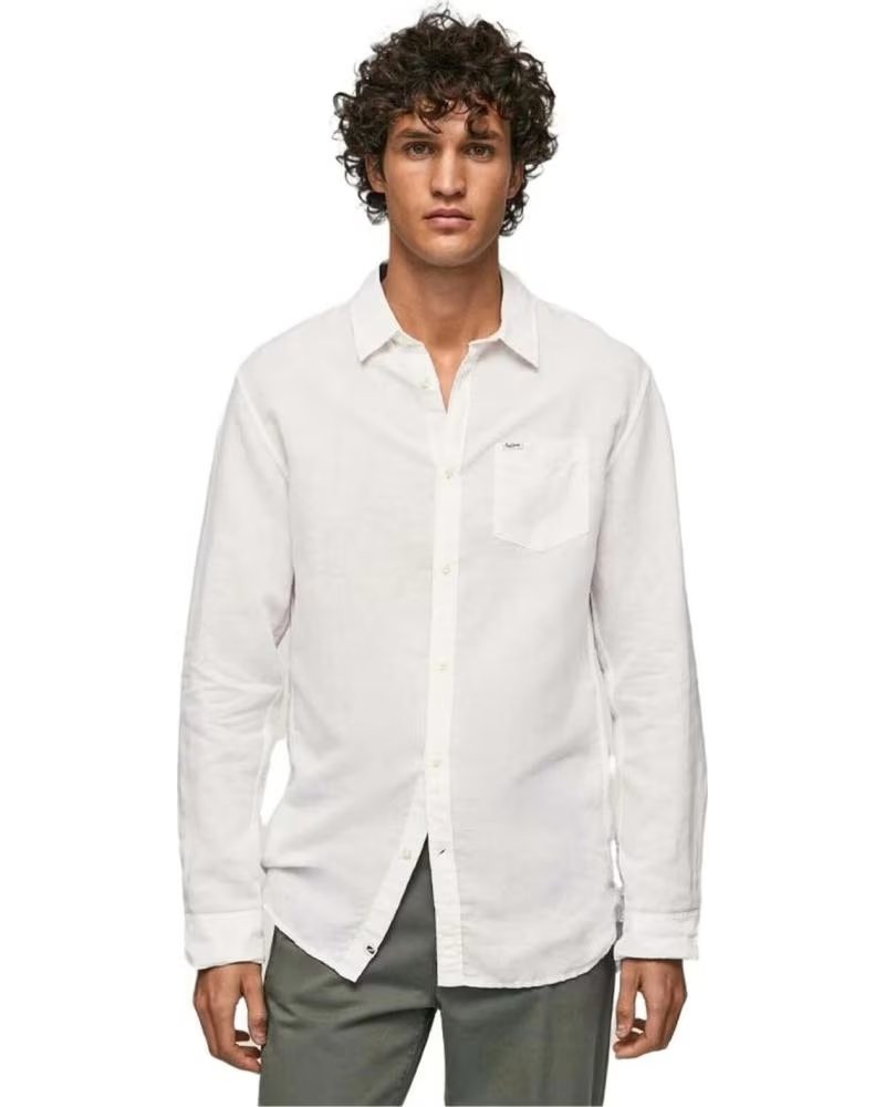 PEPE JEANS WEISSES LEINENHEMD FÜR HERREN PEPE JEANS BLANCO