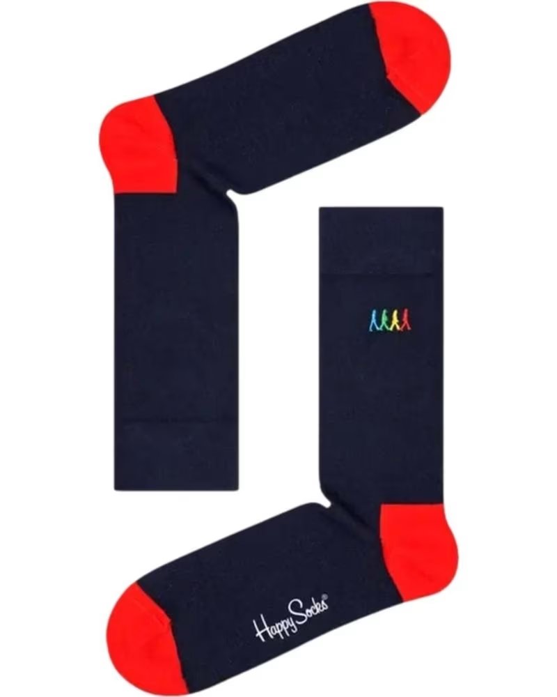 HAPPY SOCKS CALZINI HAPPY SOCKS "HAPPY" BLU NAVY CON PUNTA E TALLONE ROSSI AZUL