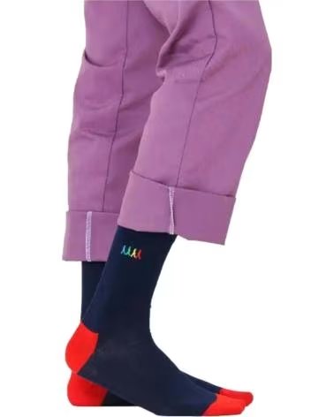 HAPPY SOCKS CALZINI HAPPY SOCKS "HAPPY" BLU NAVY CON PUNTA E TALLONE ROSSI AZUL