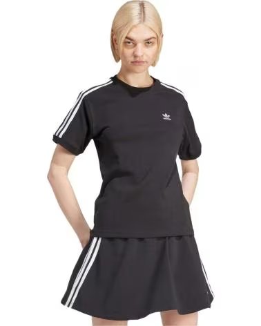 ADIDAS CAMISETA ADIDAS ESSENTIALS 3 LISTRAS MANGA CURTA FEMININA PRETA NEGRO