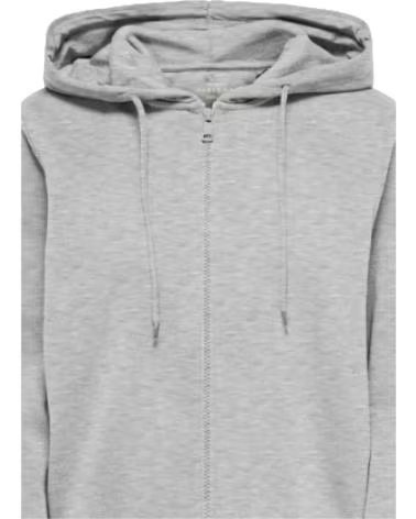 ONLY MOLETOM CINZA COM ZÍPER E CAPUZ FEMININO GRIS