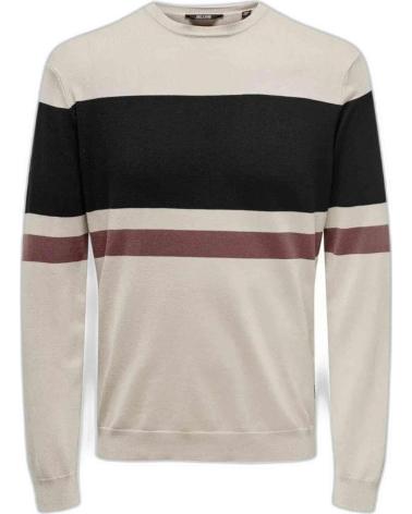 ONLY JERSEY DE PUNTO CON RAYAS PARA HOMBRE BEIGE