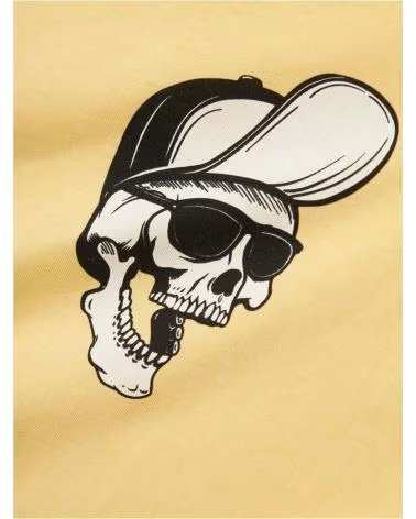 NAME IT UNISEX KIDS "SKULL RIDER" SHORT SLEEVE T-SHIRT AMARILLO