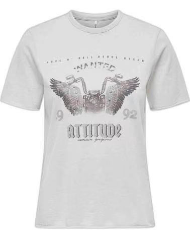 ONLY CAMISETA DE MANGA CORTA GRIS CON ESTAMPADO PARA MUJER GRIS