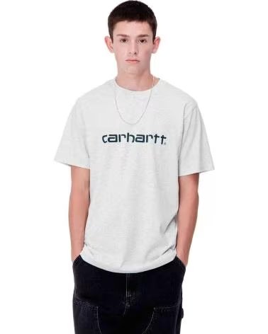 CARHARTT WIP CARHARTT WIP HERREN T-SHIRT MIT KURZEM ARM UND LOGO GRIS