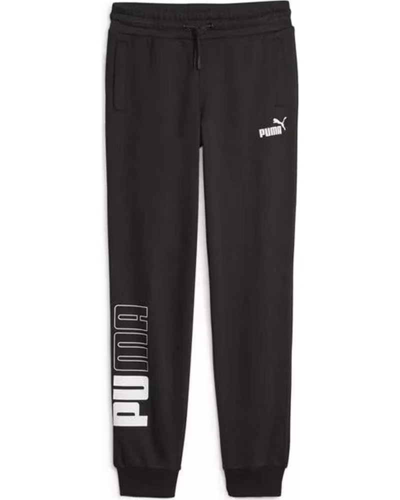 PUMA CALÇA ESPORTIVA PUMA ESSENTIALS LOGO INFANTIL, PRETA NEGRO