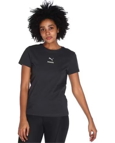 PUMA CAMISETA PUMA ESSENTIALS LOGO MANGA CURTA FEMININA NEGRO