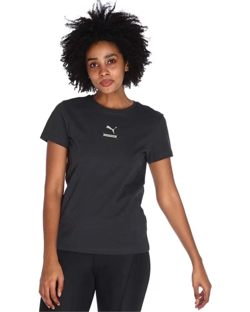 PUMA CAMISETA PUMA ESSENTIALS LOGO MANGA CURTA FEMININA NEGRO
