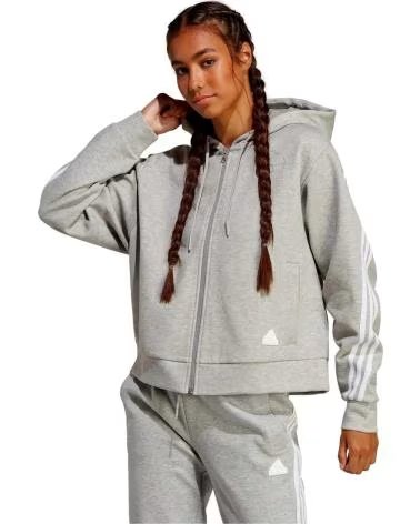 ADIDAS FELPA CON CAPPUCCIO ADIDAS 3 STRIPES DA DONNA GRIS