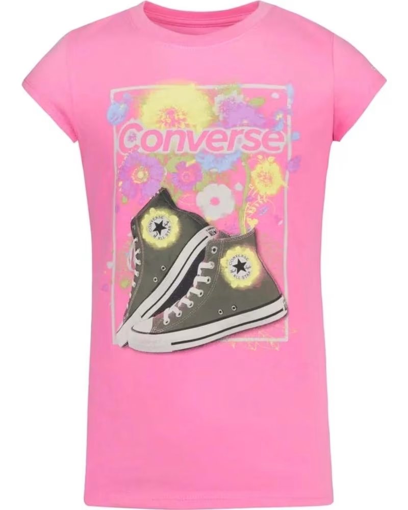 CONVERSE CAMISETA CONVERSE MANGA CURTA PARA MENINA ROSA