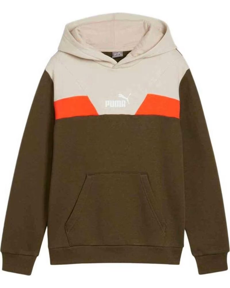 PUMA SWEAT À CAPUCHE PUMA COLORBLOCK POUR ENFANTS VERDE