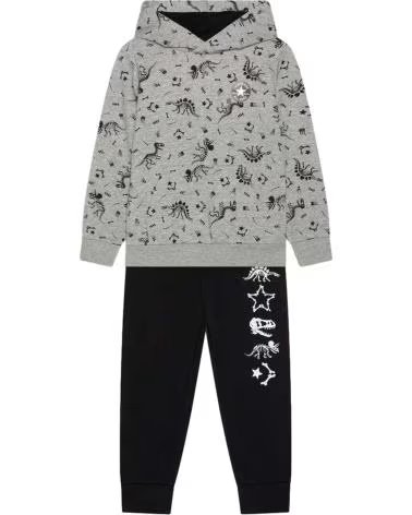 CONVERSE COMPLETO SPORTIVO CON STAMPA DINOSAURI GRIS