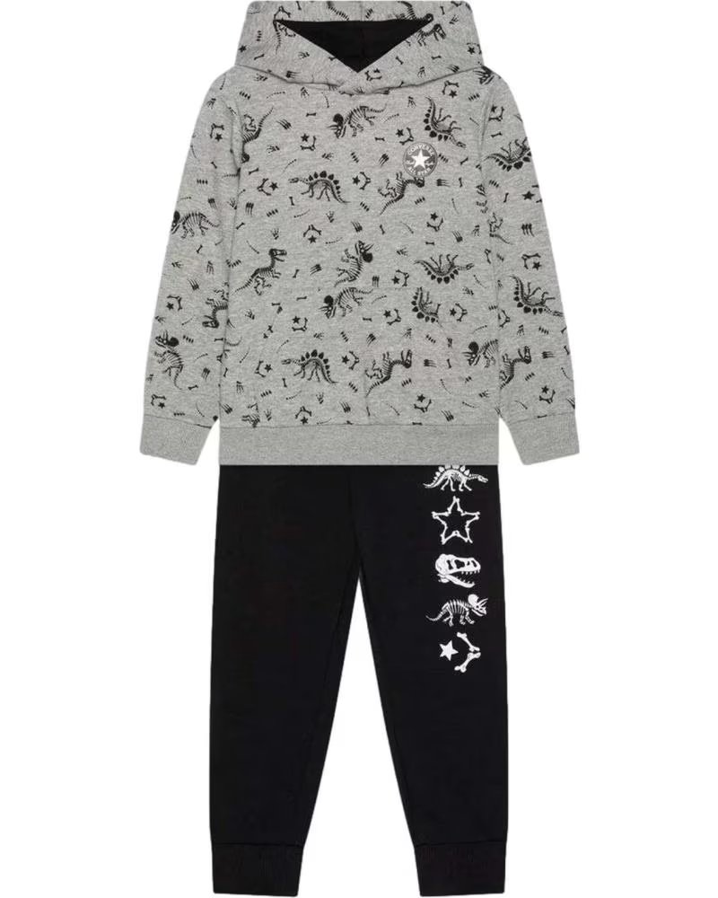 CONVERSE COMPLETO SPORTIVO CON STAMPA DINOSAURI GRIS
