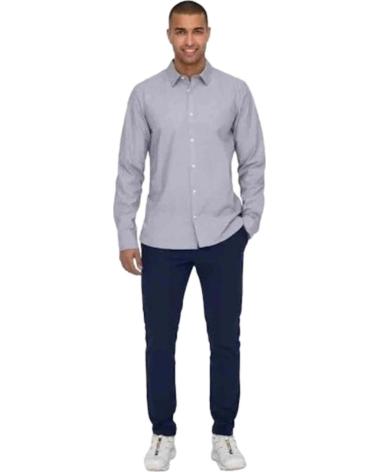 ONLY CAMISA DE MANGA LARGA PARA HOMBRE ONLY SONS AZUL