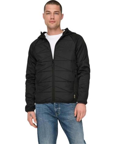 ONLY CHAQUETA ACOLCHADA CON CAPUCHA ONLY SONS PARA HOMBRE NEGRO