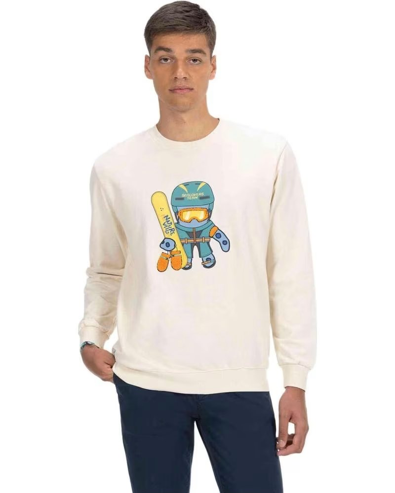 EL PULPO EL PULPO LONG SLEEVE SWEATSHIRT FOR MEN IN BEIGE BEIGE