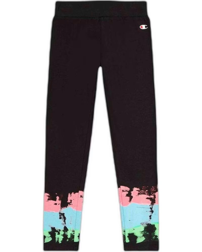 CHAMPION CHAMPION BLACK TROPICAL PRINT SPORT LEGGINGS FOR GIRLS NEGRO
