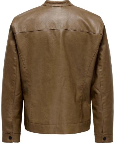 ONLY CHAQUETA DE CUERO MARRÓN PARA HOMBRE ONLY SONS MARRON