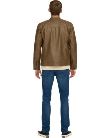 ONLY CHAQUETA DE CUERO MARRÓN PARA HOMBRE ONLY SONS MARRON