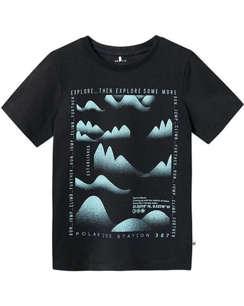 NAME IT T-SHIRT À MANCHES COURTES "NATURE VIBES" POUR ENFANTS NEGRO