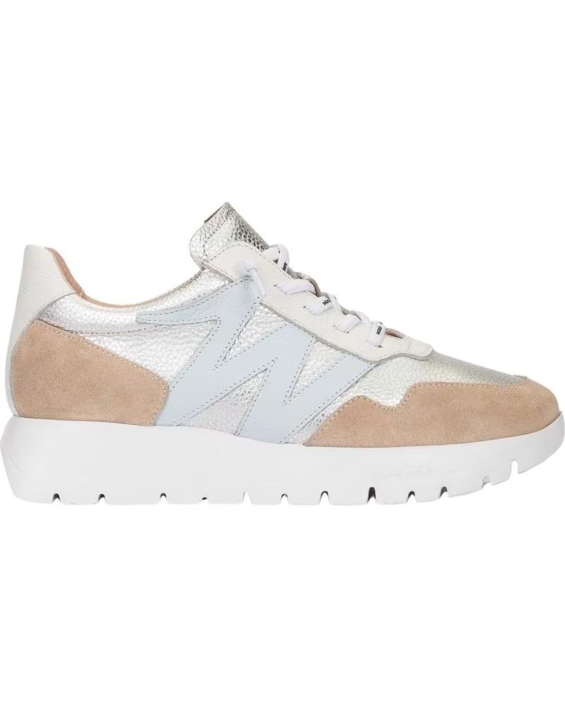 WONDERS ZAPATILLAS A-24101 EN BLANCO PARA MUJER COMB PLATA-AURA BEIG