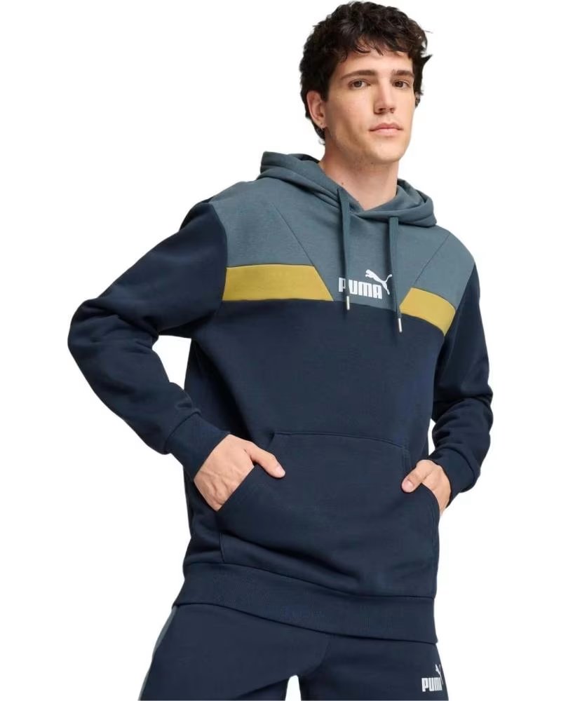 PUMA FELPA CON CAPPUCCIO PUMA COLOR BLOCK DA UOMO AZUL