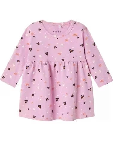 NAME IT VESTIDO ROSA DE MANGA LARGA CON ESTAMPADO DE CORAZONES PARA NIÑA NAME IT ROSA