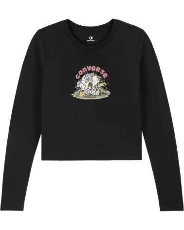 CONVERSE CAMISETA DE MANGA LARGA EN PARA MUJER NEGRO