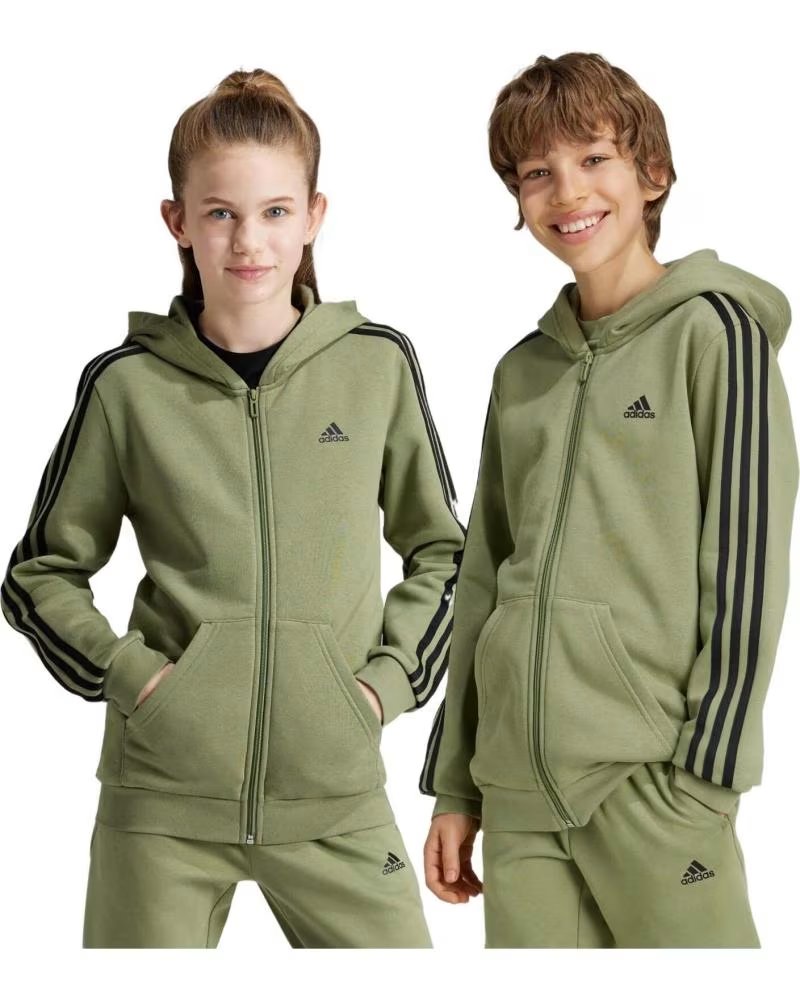 ADIDAS VESTE À CAPUCHE ADIDAS ESSENTIALS FLEECE 3 BANDES POUR ENFANTS VERDE
