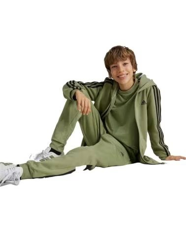 ADIDAS VESTE À CAPUCHE ADIDAS ESSENTIALS FLEECE 3 BANDES POUR ENFANTS VERDE