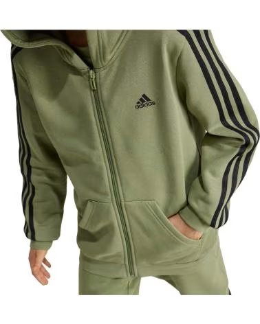 ADIDAS VESTE À CAPUCHE ADIDAS ESSENTIALS FLEECE 3 BANDES POUR ENFANTS VERDE