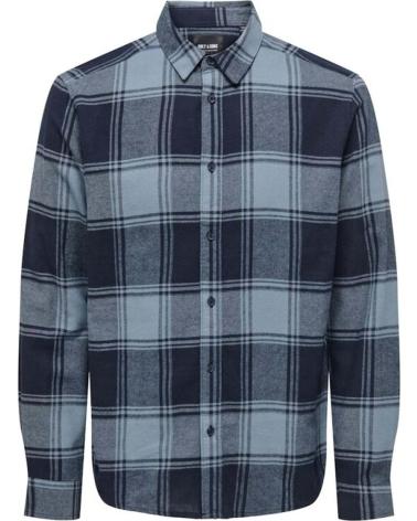 ONLY CAMISA DE FRANELA A CUADROS ONLY & SONS PARA HOMBRE AZUL
