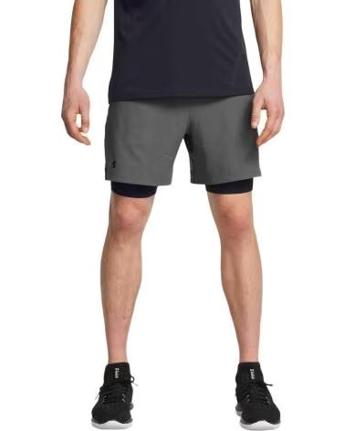 UNDER ARMOUR PANTALONCINI DA RUNNING 2 IN 1 UNDER ARMOUR DA UOMO GRIS