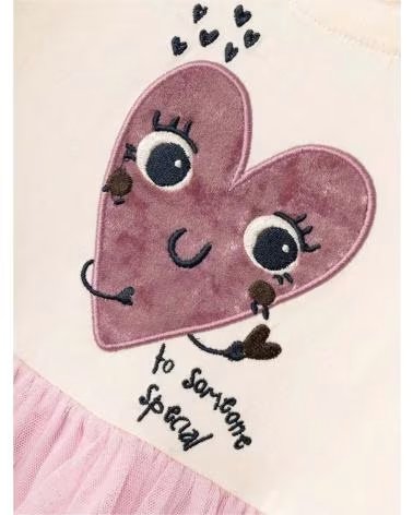 NAME IT ABITO IN TULLE CON STAMPA A CUORE ROSA