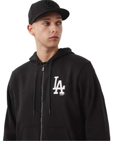 NEW ERA SUDADERA CON CAPUCHA NEW ERA LA DODGERS PARA HOMBRE NEGRO