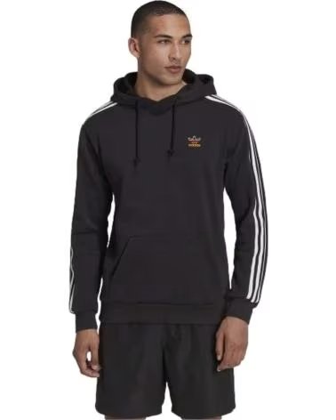 ADIDAS FELPA CON CAPPUCCIO ADIDAS ESSENTIALS 3-STRIPES DA UOMO NEGRO