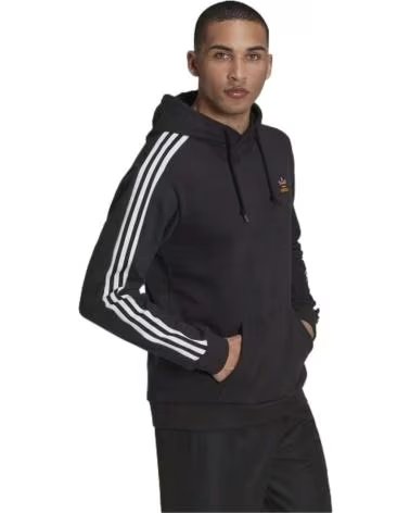 ADIDAS FELPA CON CAPPUCCIO ADIDAS ESSENTIALS 3-STRIPES DA UOMO NEGRO