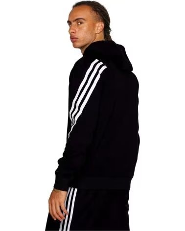 ADIDAS MOLETOM COM CAPUZ ADIDAS ESSENTIALS 3-STRIPES MASCULINO NEGRO