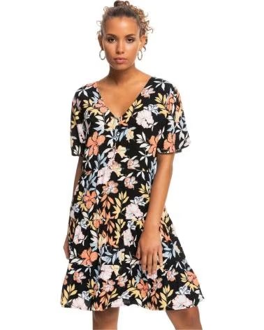 ROXY VESTIDO FLORAL DE MANGA CURTA ROXY FEMININA MULTICOLOR