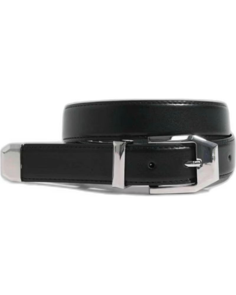 ONLY SCHWARZER LEDERGÜRTEL MIT SILBERNER SCHNALLE FÜR DAMEN NEGRO
