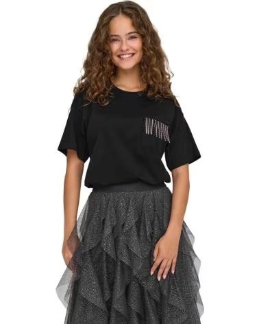 ONLY CAMISETA DE MANGA CORTA ONLY PARA MUJER, NEGRA NEGRO