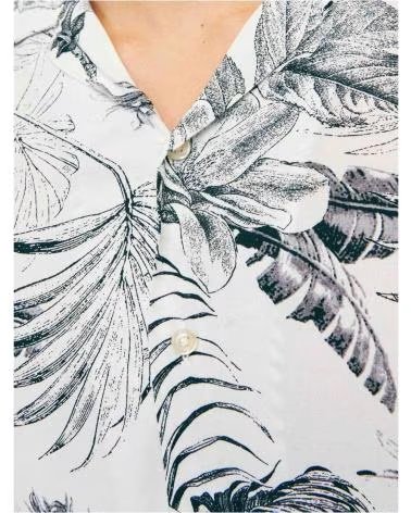 JACK AND JONES CAMISA MASCULINA JACK & JONES DE MANGA CURTA COM ESTAMPA TROPICAL BLANCO