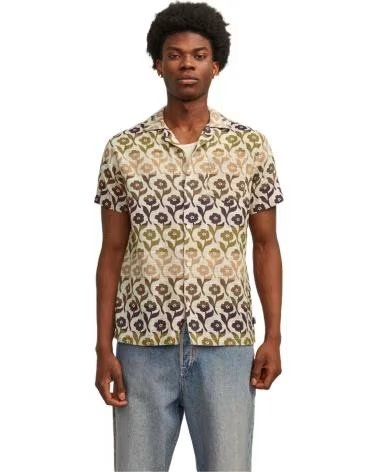 JACK AND JONES CHEMISE JACK & JONES À MANCHES COURTES POUR HOMME AVEC IMPRIMÉ FLORAL MARRON
