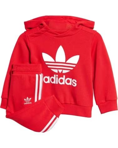 ADIDAS CONJUNTO DE MOLETOM COM CAPUZ E CALÇA TREFOIL ROJO