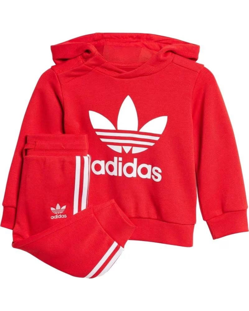 ADIDAS CONJUNTO DE MOLETOM COM CAPUZ E CALÇA TREFOIL ROJO