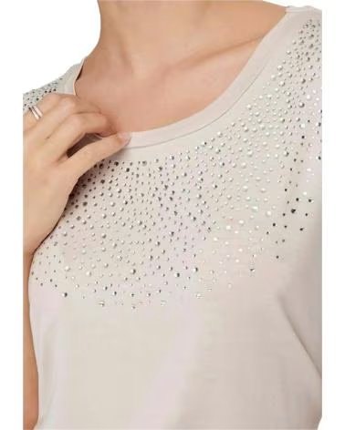 ONLY CAMISETA DE MANGA CORTA ONLY PARA MUJER CON PEDRERÍA BEIGE