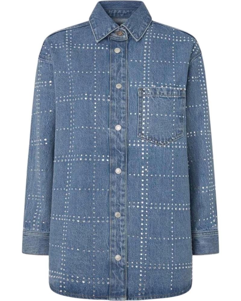 PEPE JEANS PEPE JEANS DAMEN-JEANSHEMD MIT KAROMUSTER AZUL