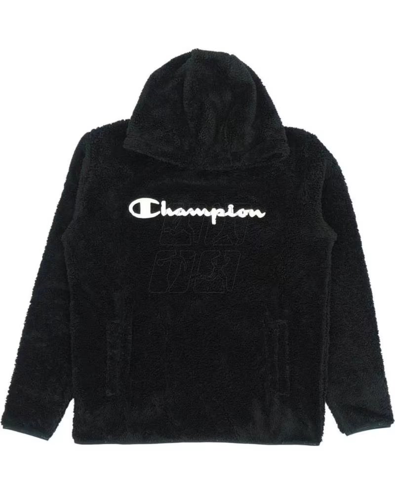 CHAMPION POLAR EMBROIDERED LOGO HOODED SHERPA NEGRO