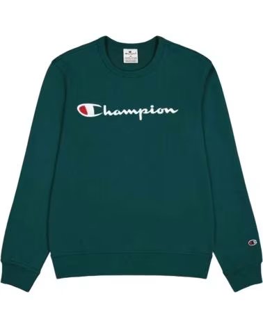 CHAMPION FELPA GIROCOLLO CHAMPION CON LOGO DA UOMO VERDE