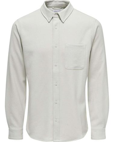 ONLY CAMISA DE MANGA LARGA DE PANA PARA HOMBRE ONLY SONS BEIGE BEIGE